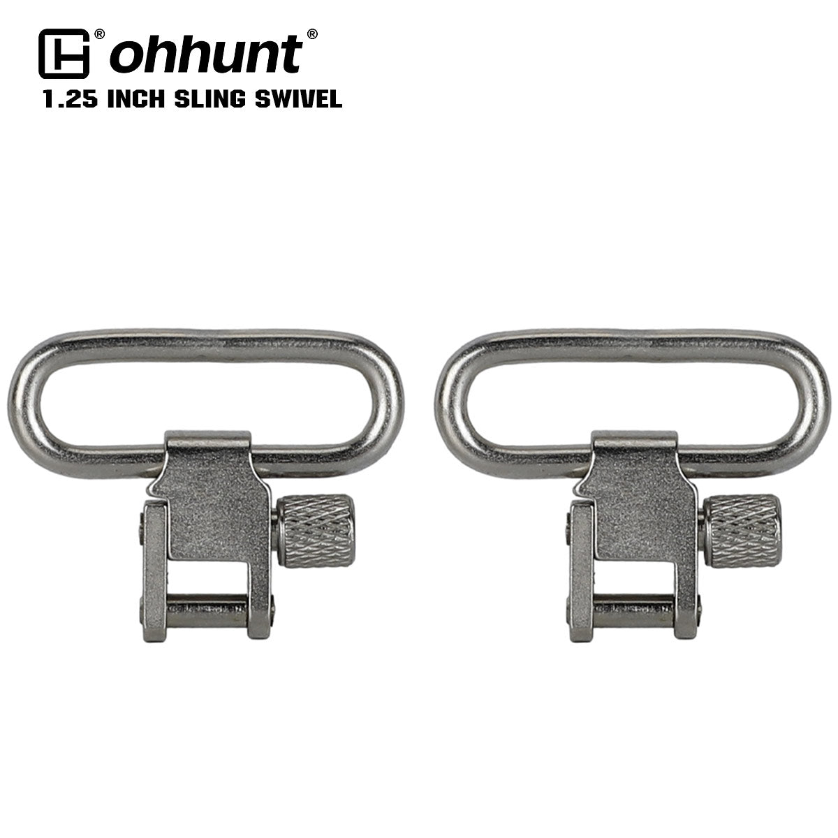 ohhunt® Silver Steel Heavy Duty Gun Sling Swivels 1-1/4" - 2 Pack