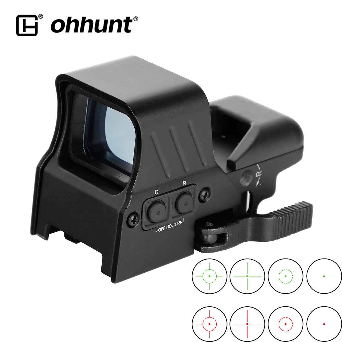 ohhunt® 1X22 Quick Detach Reflex Red Dot Sight with Red/Green 4 differ