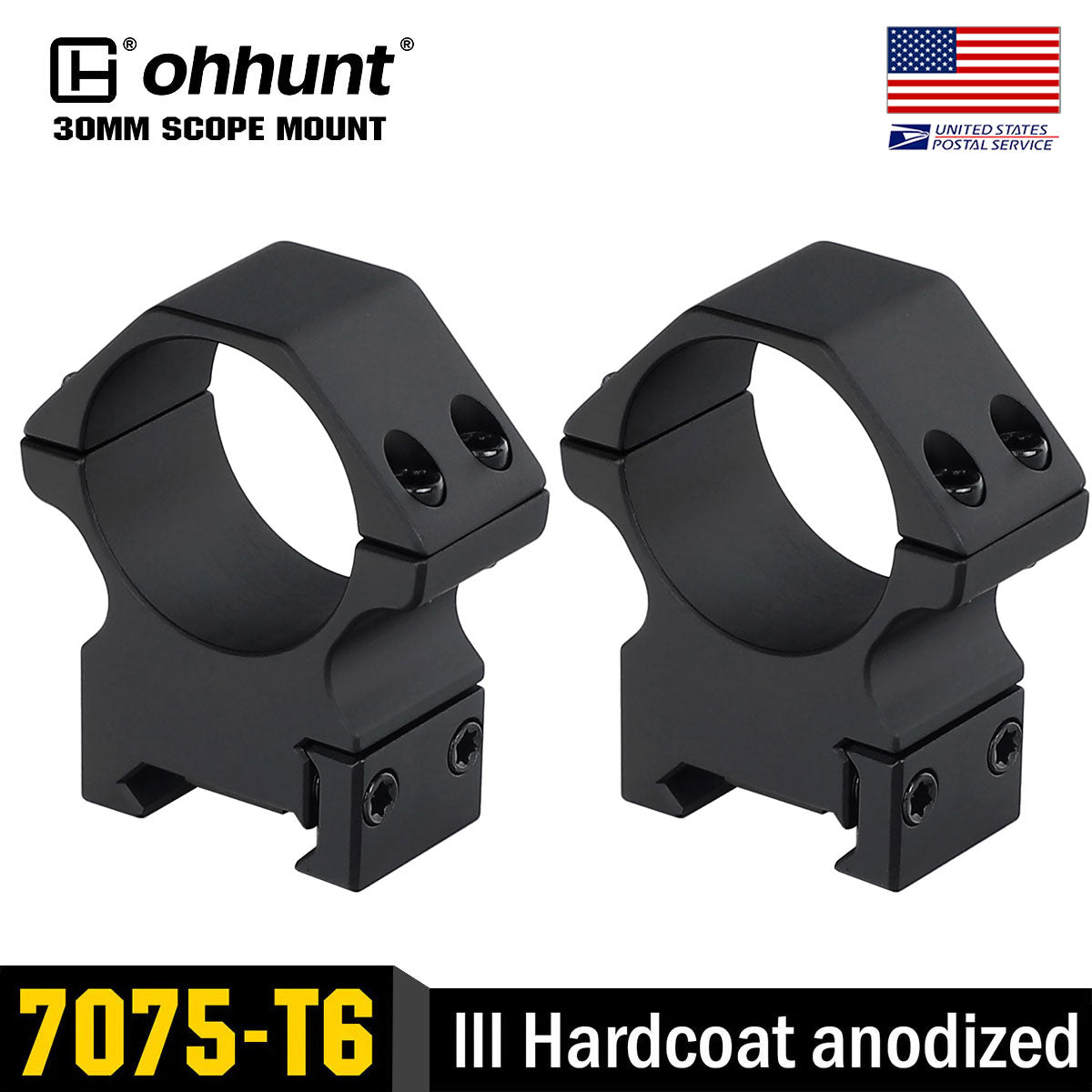 High Profile 30mm Picatinny Scope Rings