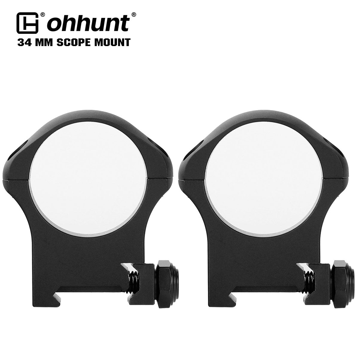 ohhunt® Pro 7075 Aluminum 34mm Scope Rings for Picatinny Rail - High Profile