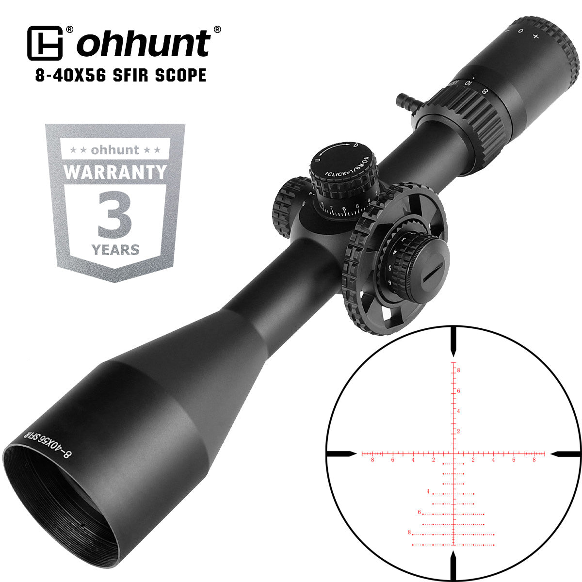 ohhunt® LRS 840X56 SFIR Long Range Rifle Scope with Sunshade Glass Et
