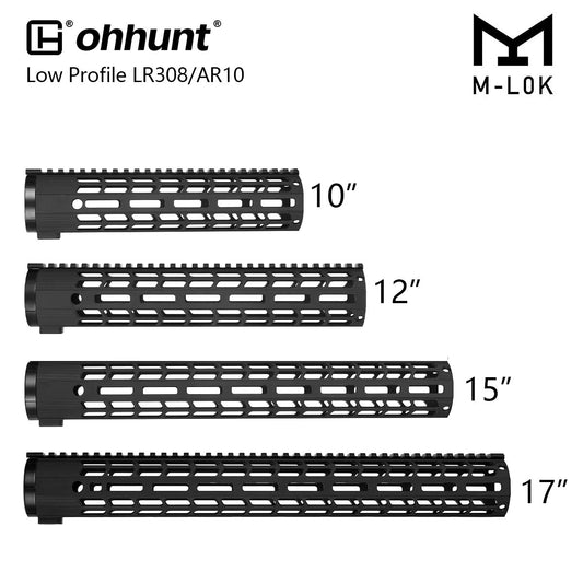 ohhunt® AR10 LR 308 Handguard M-lok Free Float Ultra Light with Barrel Nut 10" 12" 15" 17"