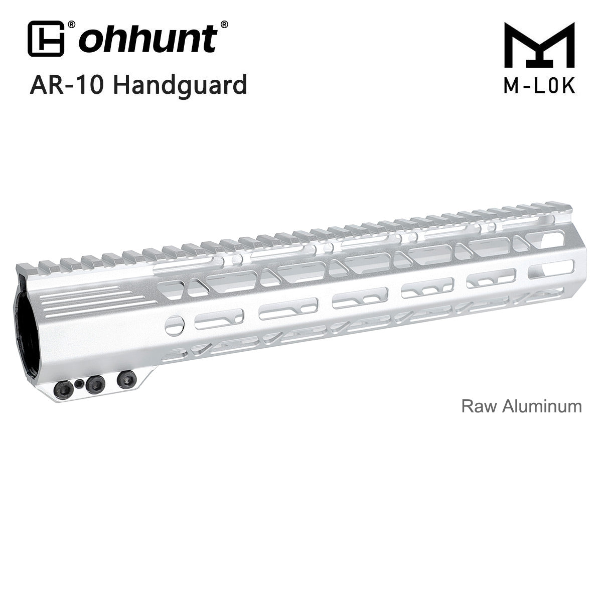 Unbranded Raw AR10 LR308 Handguard Unpainted Silver Color - 12 inch
