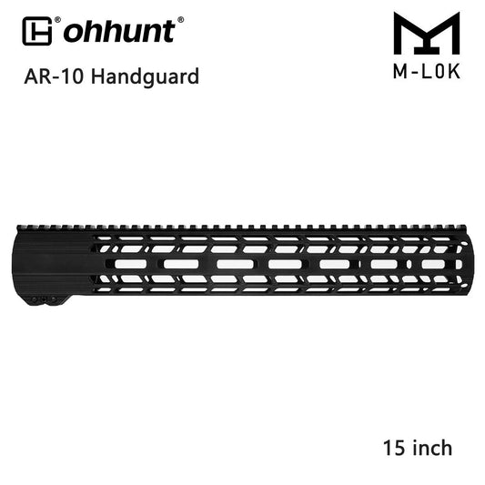 ohhunt® AR10 LR 308 M-lok Handguard with Barrel Nut Lightweight - 15 inch