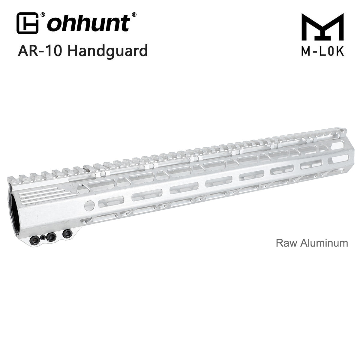 Unbranded Raw AR10 LR308 Handguard Unpainted Silver Color - 15 inch