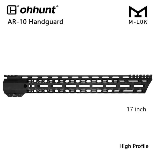 ohhunt® High Profile AR10 LR 308 M-lok Free-Float Handguard with Angle Cut Front - 17 inch