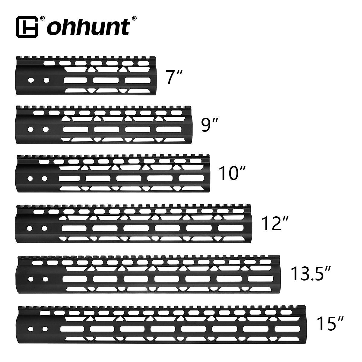 ohhunt® AR15 Mlok Free Float Handguard with Steel Barrel Nut 7" 9" 10