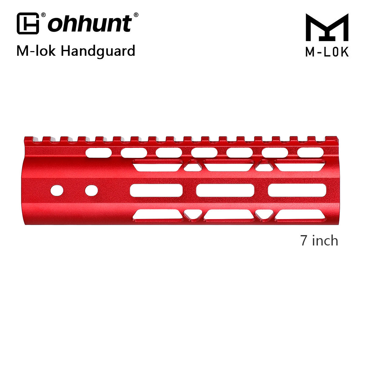 ohhunt AR15 Red Handguard M-lok with Steel Barrel Nut