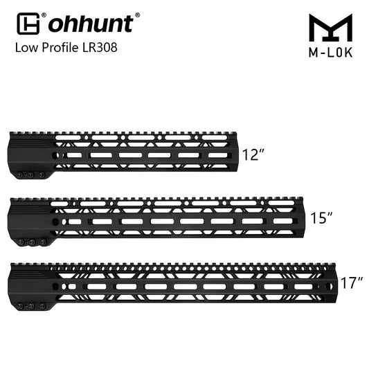 ohhunt® AR10 LR 308 Handguard with Steel Barrel Nut Free Float M-lok Slim Desigh 12" 15" 17"