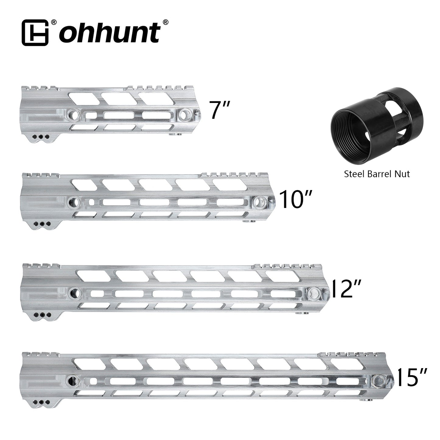 ohhunt® Gen2 AR-15 Lightweight Free Float M-LOK Handguard 7" 10" 12" 13.5" 15"