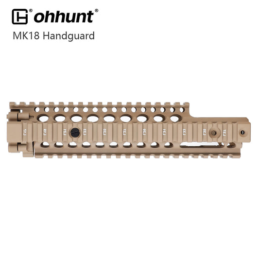 Desert Tan MK18 Quad Rail Handguard FSP Cutout Free Float Two-pieces Design for AR-15 - 9.6 inch