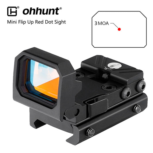 ohhunt® 3 Moa Flip Up Red Dot Sight Mini Folding Reflex Sight for Pistol Handgun Rifle RMR Mounts