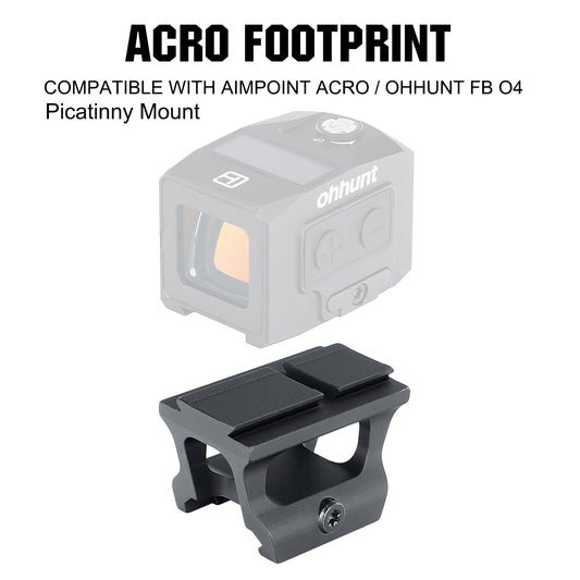 Picatinny Red Dot Riser Mount with ACRO Footprint Lower 1/3 Co-witness Riser Mount