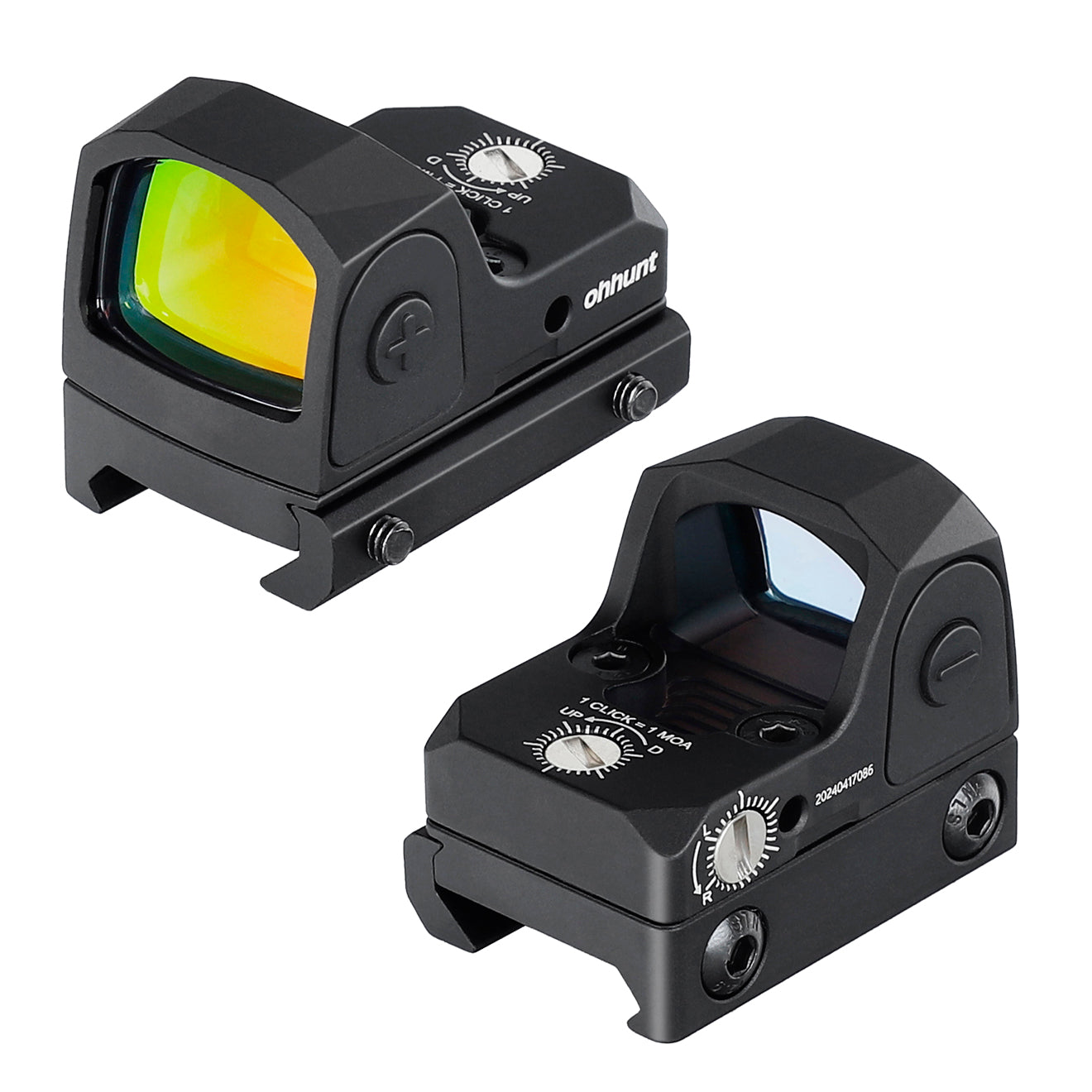 ohhunt® RD 005 Circle Dot Reticle Micro Red Dot Sight mit RMR Footprint-Adapter für Gewehr und Glock, 2 MOA Dot & 32 MOA Circle
