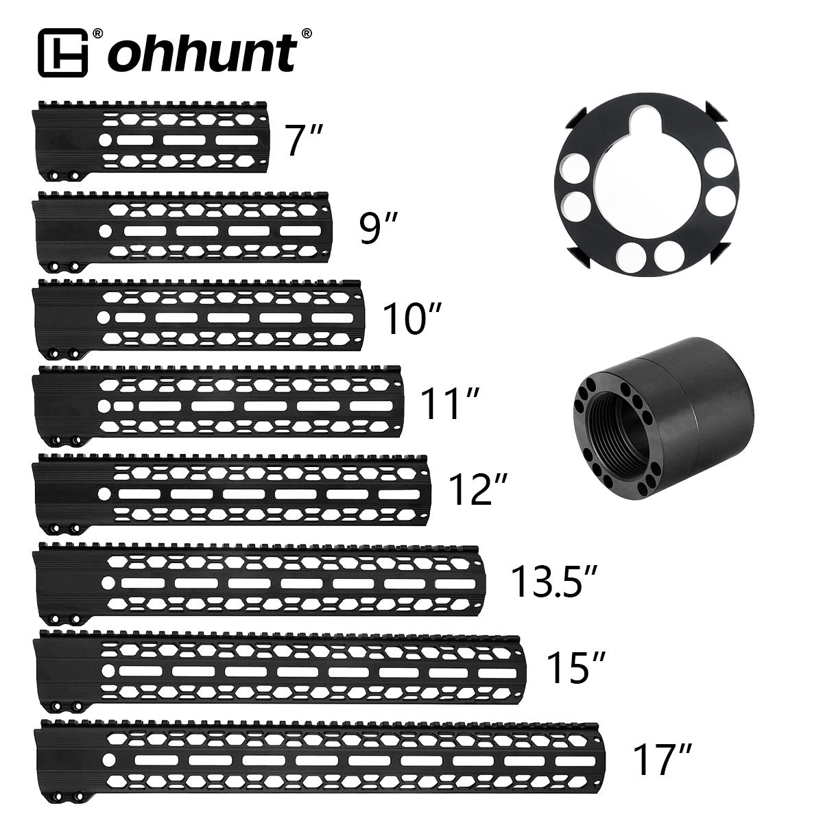 Large ID 1.8" Free Float Handguard with end cap