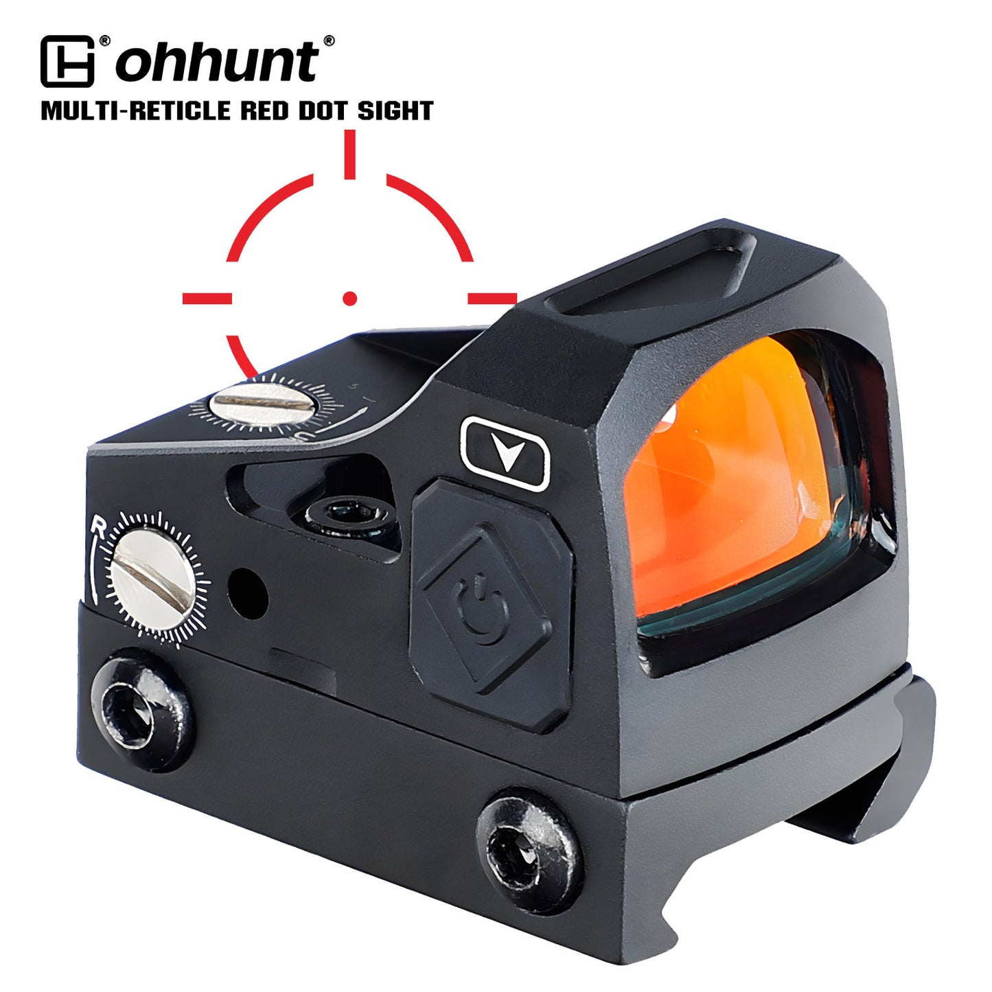 ohhunt® 2 MOA Shake Awake Red Dot Sight with RMR Footprint Mount Multiple-Reticle 2 MOA Dot + 32 MOA Circle Dot