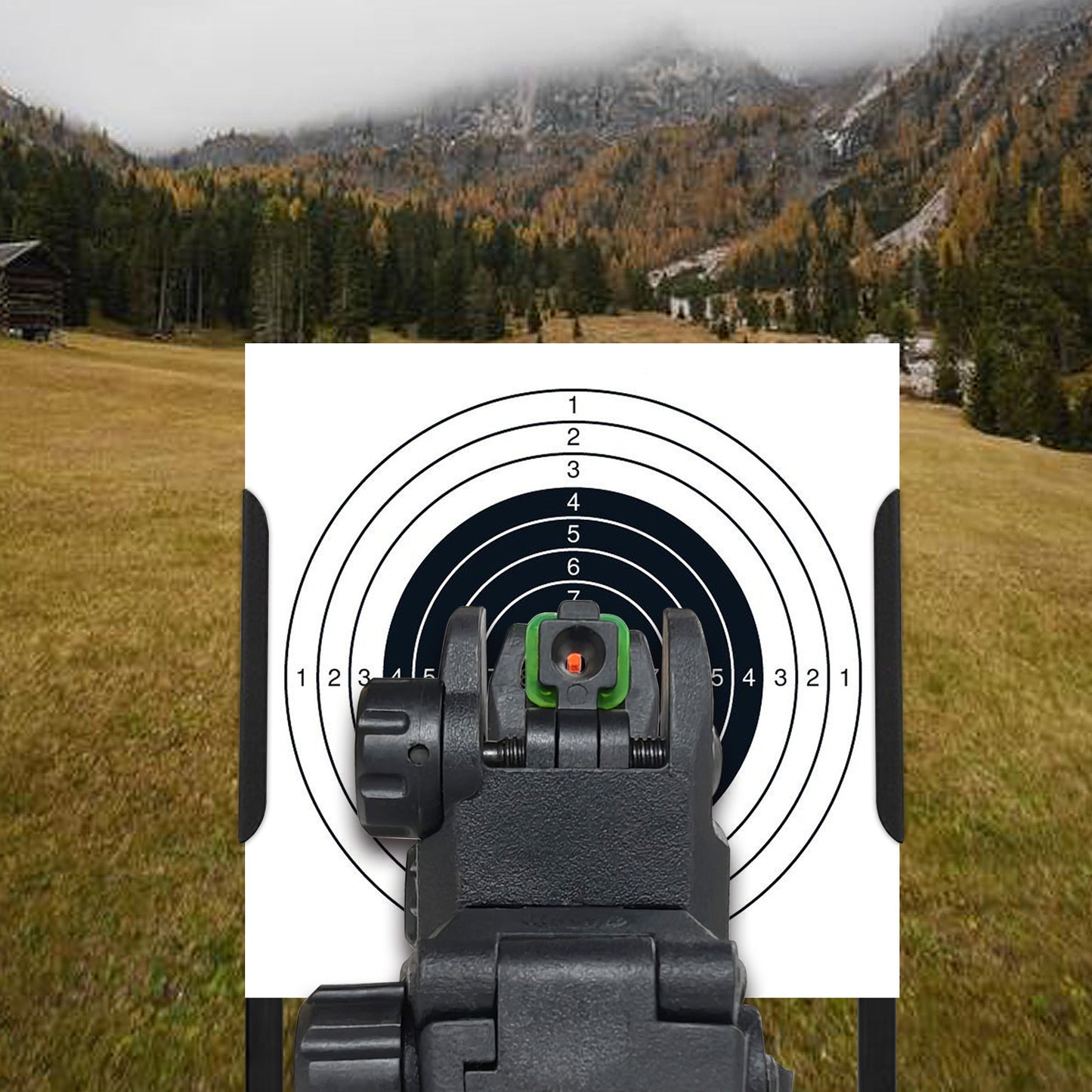 ohhunt® AR Fiber Optic Flip Up Sights Polymer Folding Front and Rear Back up Sights for Picatinny Rails