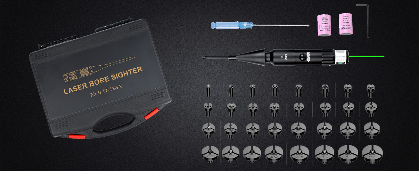 ohhunt® Optics Bore Sight Kit with 32 Adapters fit 0.17 to 12GA - Red & Green