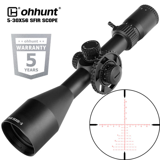 ohhunt® LR 5-30x56 SFIR Long Range Rifle Scope with Sunshade Glass Etched Reticle