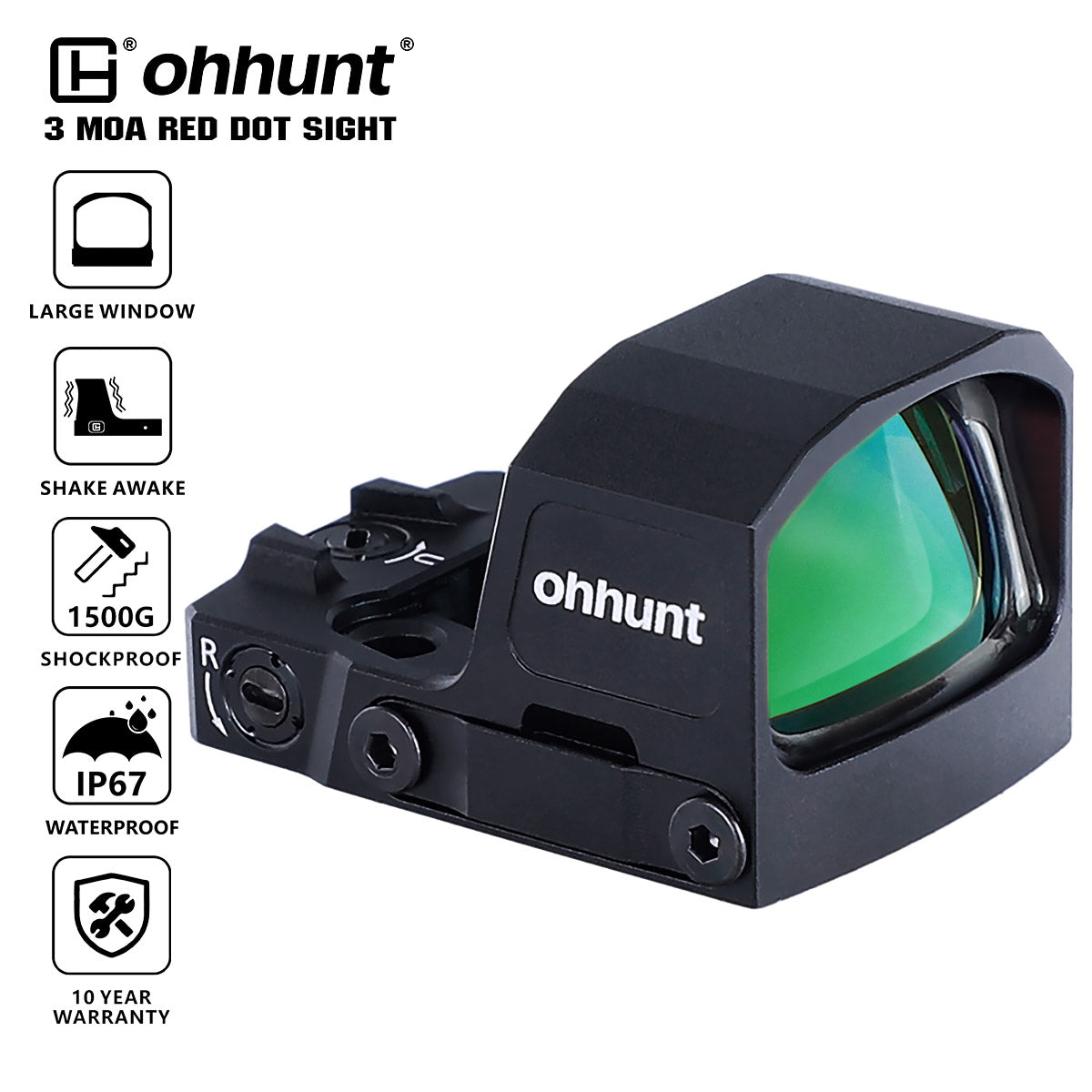 ohhunt® RD U3G Large Window 3 MOA Shake Awake Green Dot