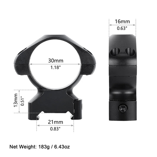 ohhunt® Steel 30mm Picatinny Rifle Scope Rings - Med Profile 0.5"