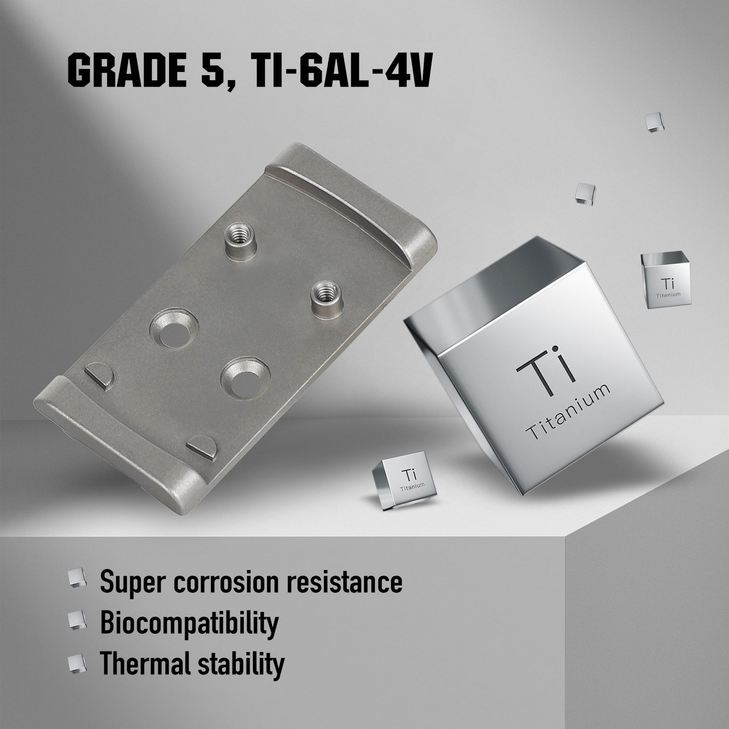 ohhunt® Titanium Adapter Plate Compatible with RMSc Cut Optic Holosun 407K/507K/EPS Carry/EPS/RomeoZero/ohhunt RD U1/RD U3 for Glock 17 19 MOS