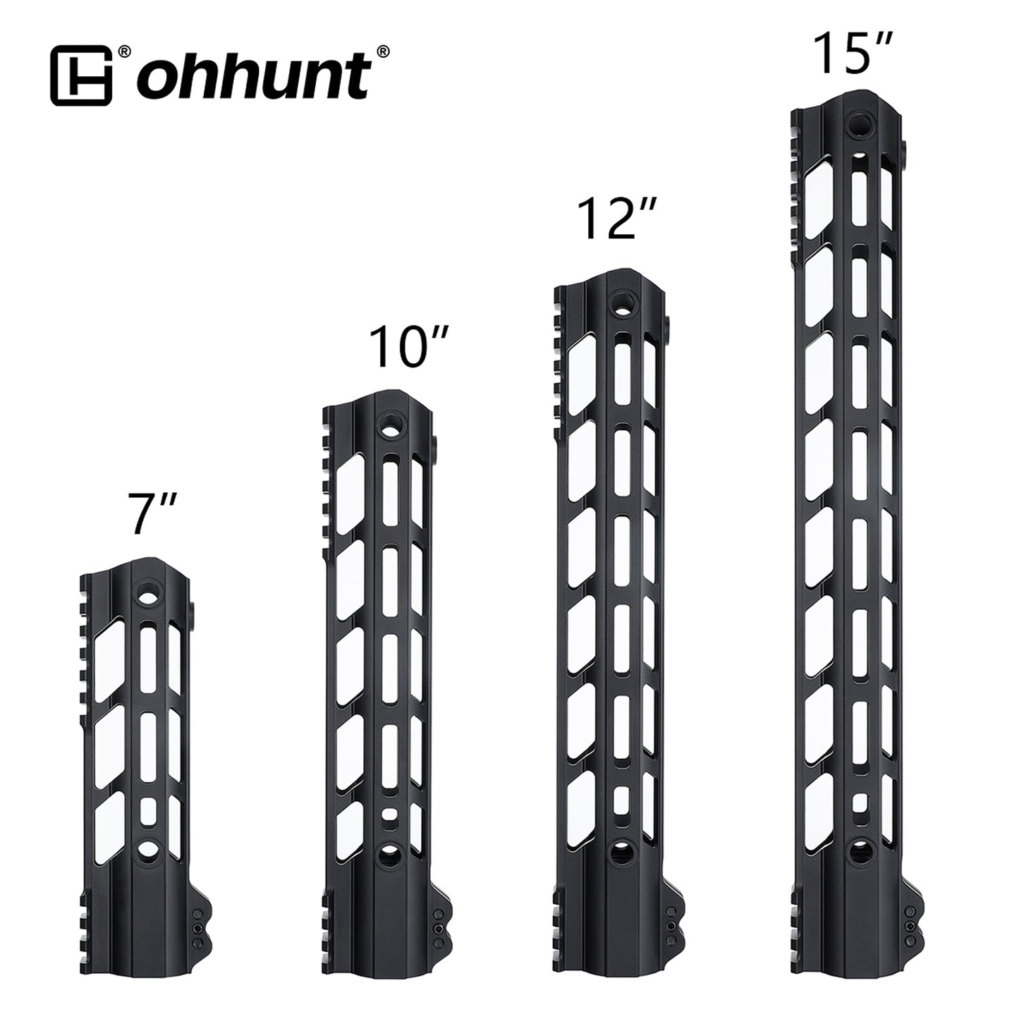 Unbranded Gen2 AR-15 Lightweight Free Float M-LOK Raw Handguard 7" 10" 12" 13.5" 15" Silver Color