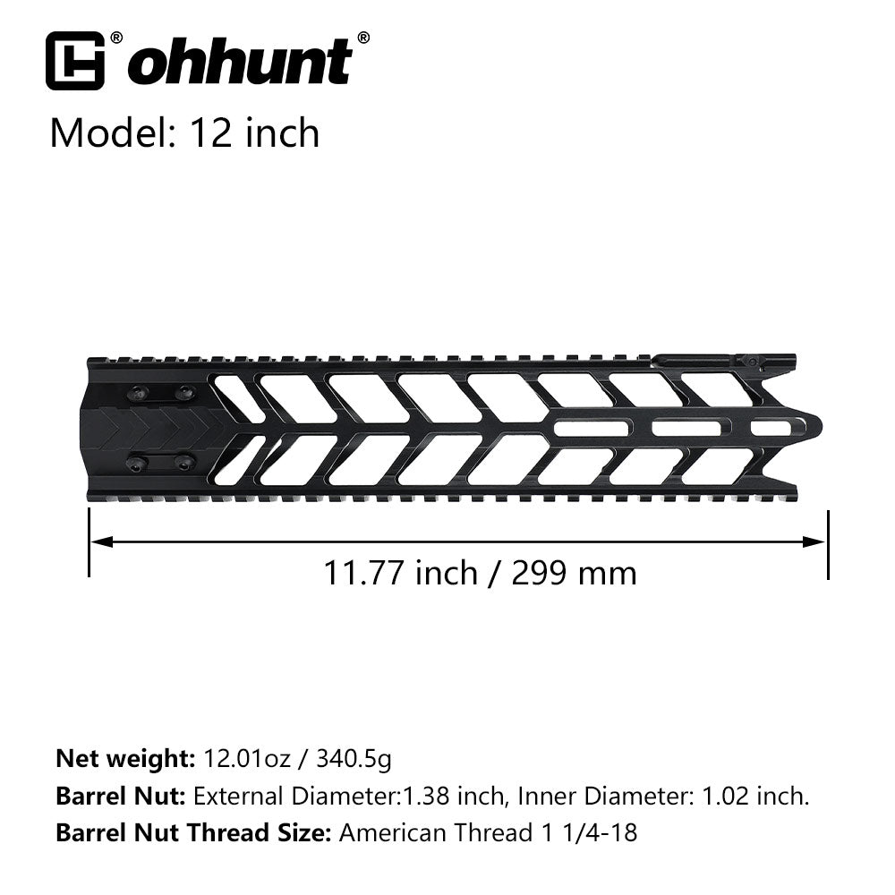ohhunt® AR-15 M-LOK フリーフロートハンドガード 一体型フリップアップフロントサイト