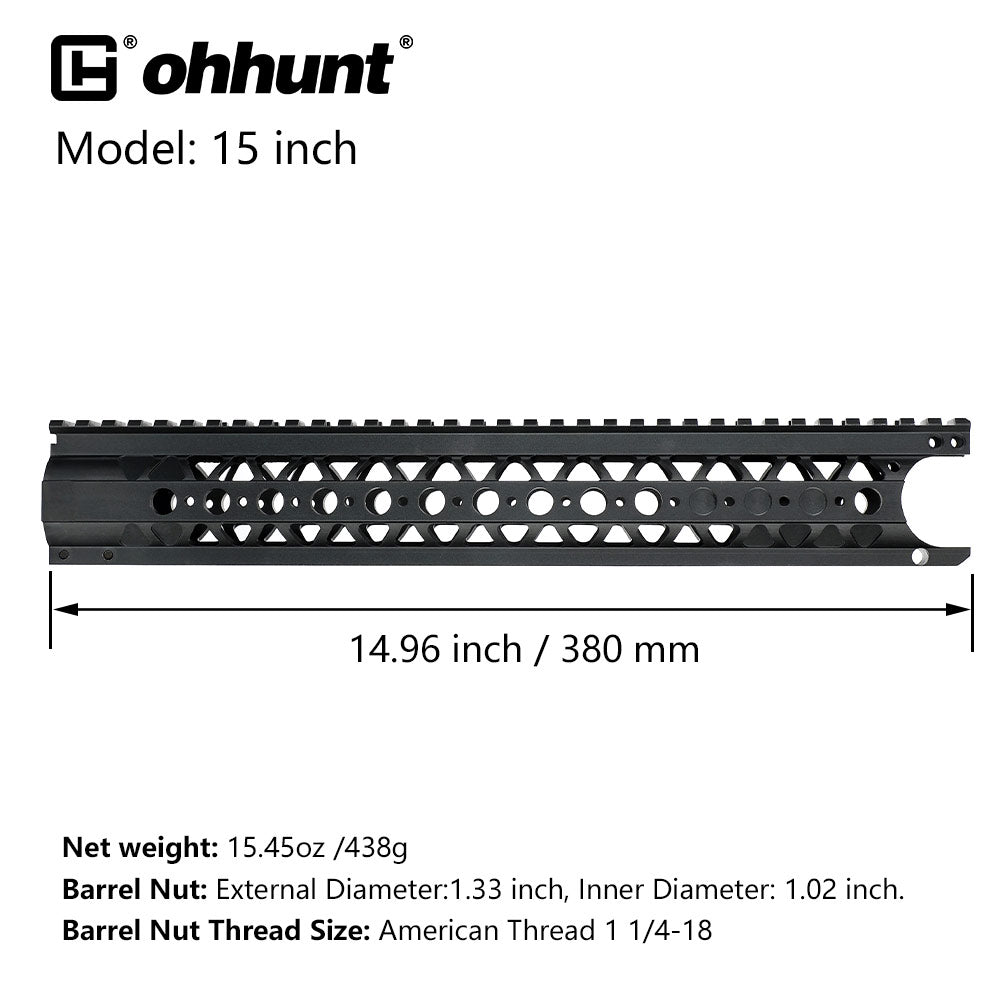 ohhunt® AR15 Free Float Handguard C Cut End