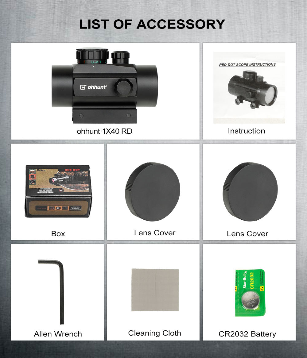 Ohhunt Compact 1X30 Rot-Grün-Punktvisier Low Power passend für Picatinny- und Schwalbenschwanzschiene