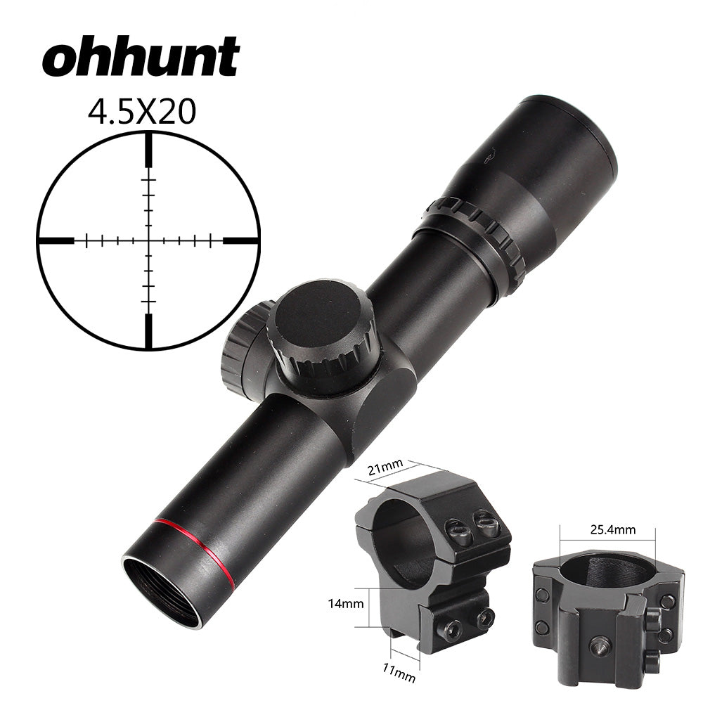 ohhunt 4.5x20 1 inch Lightweight Compact Rifle Scope Tactical Optical Sight