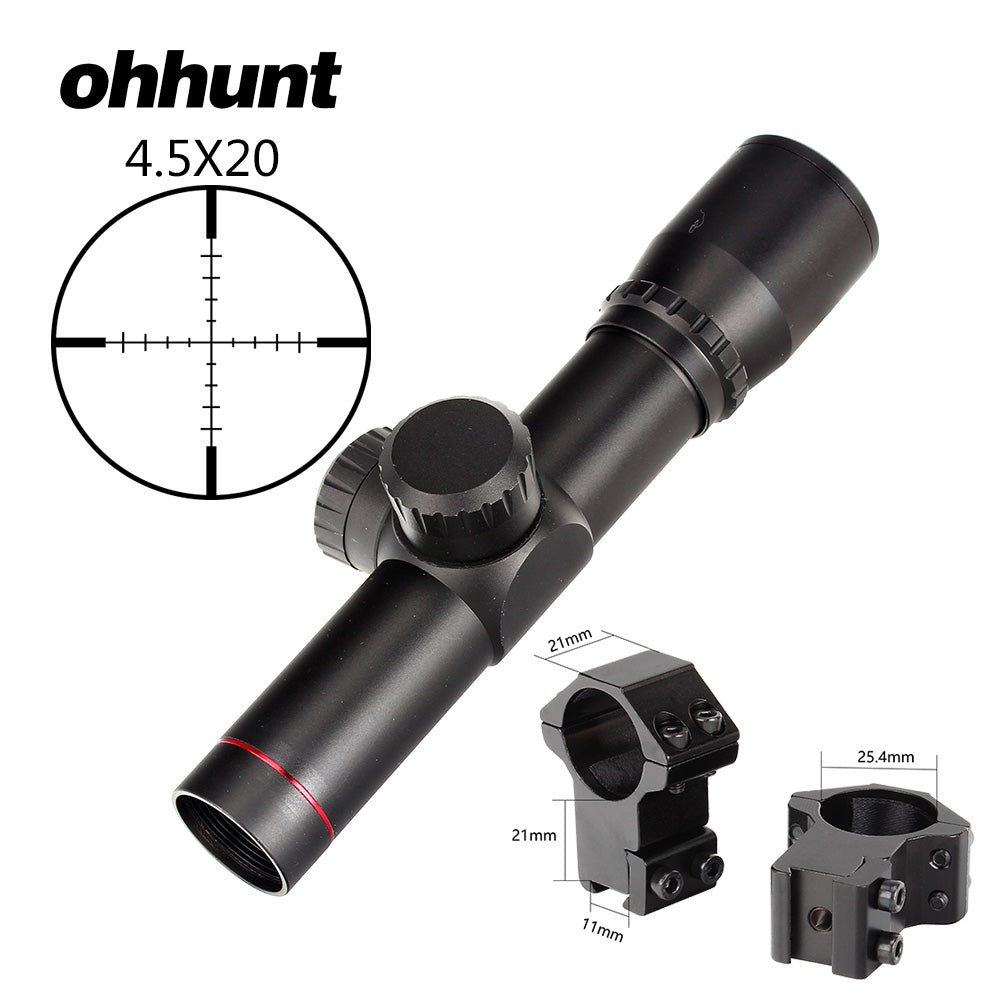 ohhunt 4.5x20 1 inch Lightweight Compact Rifle Scope Tactical Optical Sight