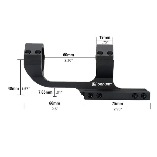 ohhunt Picatinny Cantilever 30mm Scope Mount with Square Integral Recoil Stops
