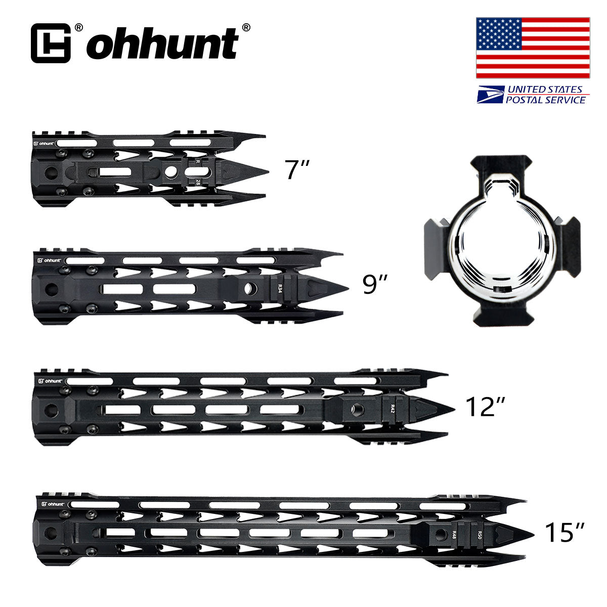 AR15 Free Float Javelin MLOK Handguard with Steel Barrel Nut 7" 9" 1