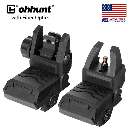 ohhunt® Polymer Flip up Sight Set Front Rear Sight Armor Style with Fiber Optic AR15/M16
