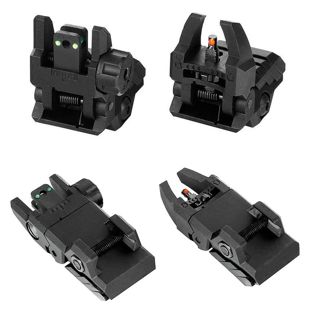 ohhunt® Polymer Flip up Sights Armor Style Front Rear Sight Set with Fiber Optic for AR15/M16