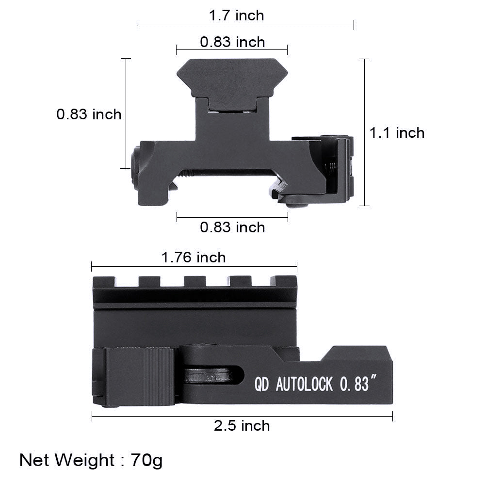 ohhunt QD Picatinny Riser Mount for Red Dot Sight - 0.5" 0.75" 0.83"
