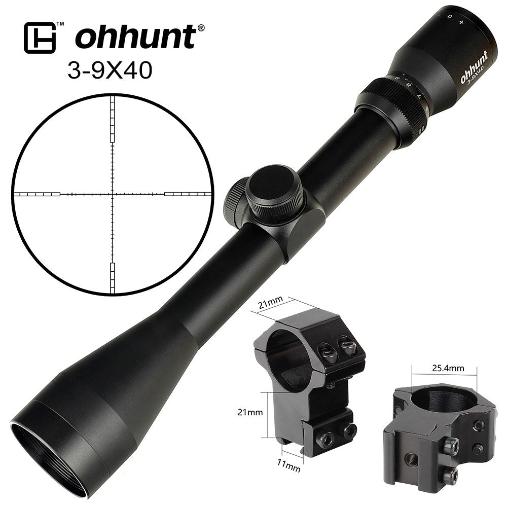 Ohhunt 3-9x40 HK Hunting Rifle Scope with Scope Rings
