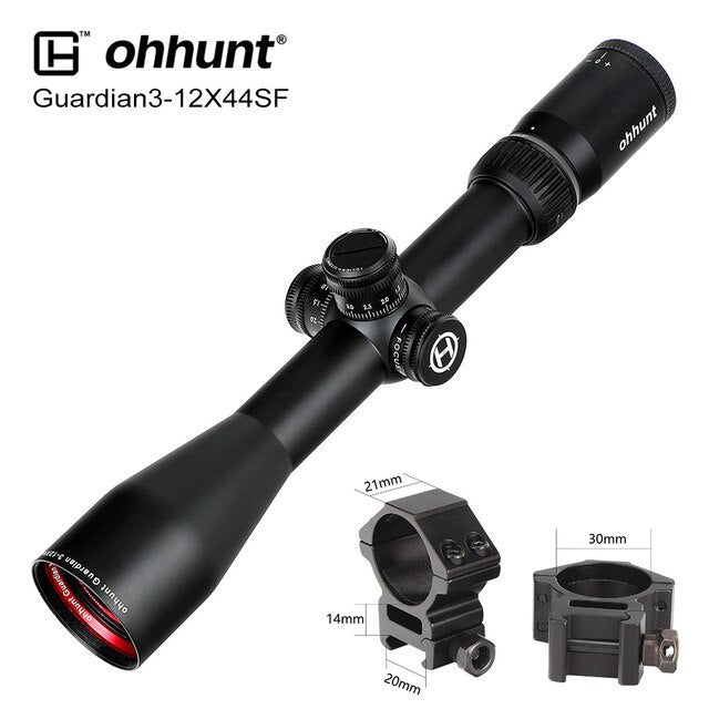ohhunt Guardian 3-12X44 SF Hunting Rifle Scope 1/2 Half Mil Dot Reticle Side Parallax Turrets Lock Reset Tactical