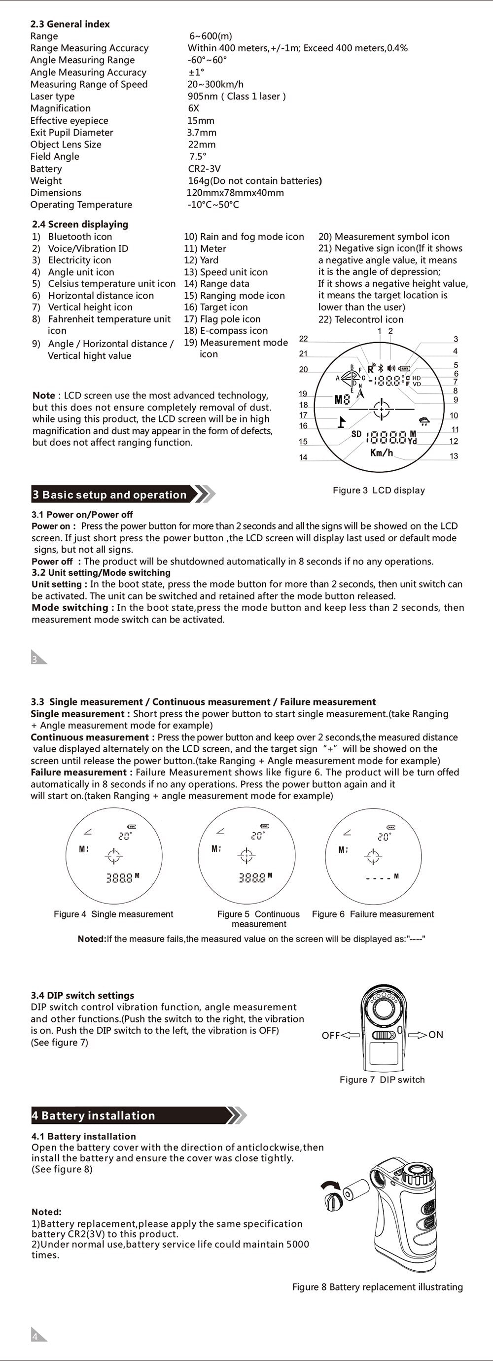 ohhunt 6X Rangefinders 600M Monocular Multifunction LRF Range Finder Distance Meter Echo Sounder