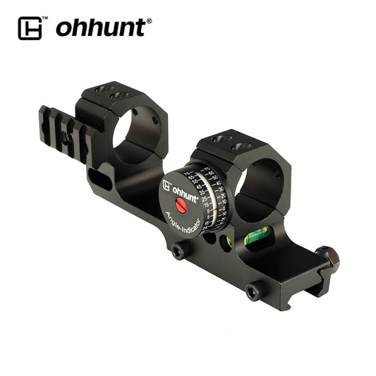ohhunt 1 inch 30mm Offset Bi-direction Picatinny Rings Mount with Side Rail Angle Cosine Indicator Kit and Bubb Level