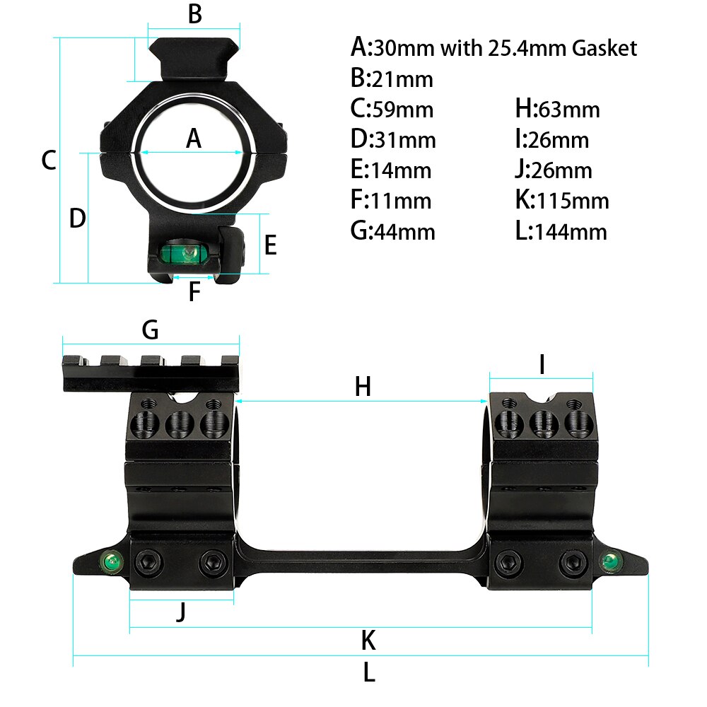 ohhunt 11mm Dovetail Rifle Scope Mount 1 inch 30mm with Two Bubble Level