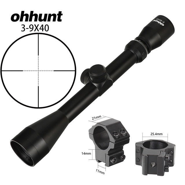 ohhunt® 3-9X40 Mil Dot Rifle Scope with Scope Rings for Hunting
