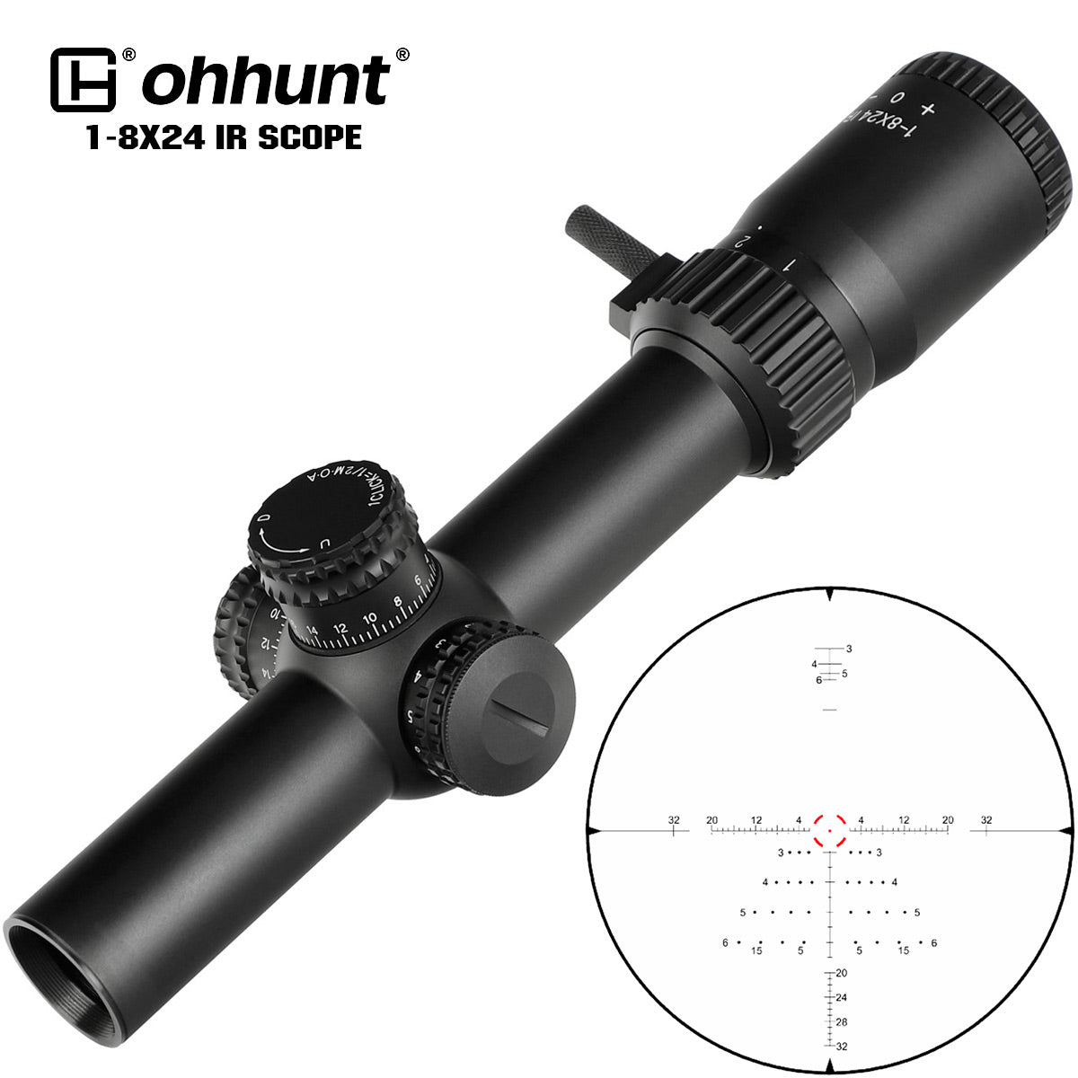 ohhunt® 1-8X24 Compact Rifle Scopes SFP 1-8x LPVO Optics 30mm Tube