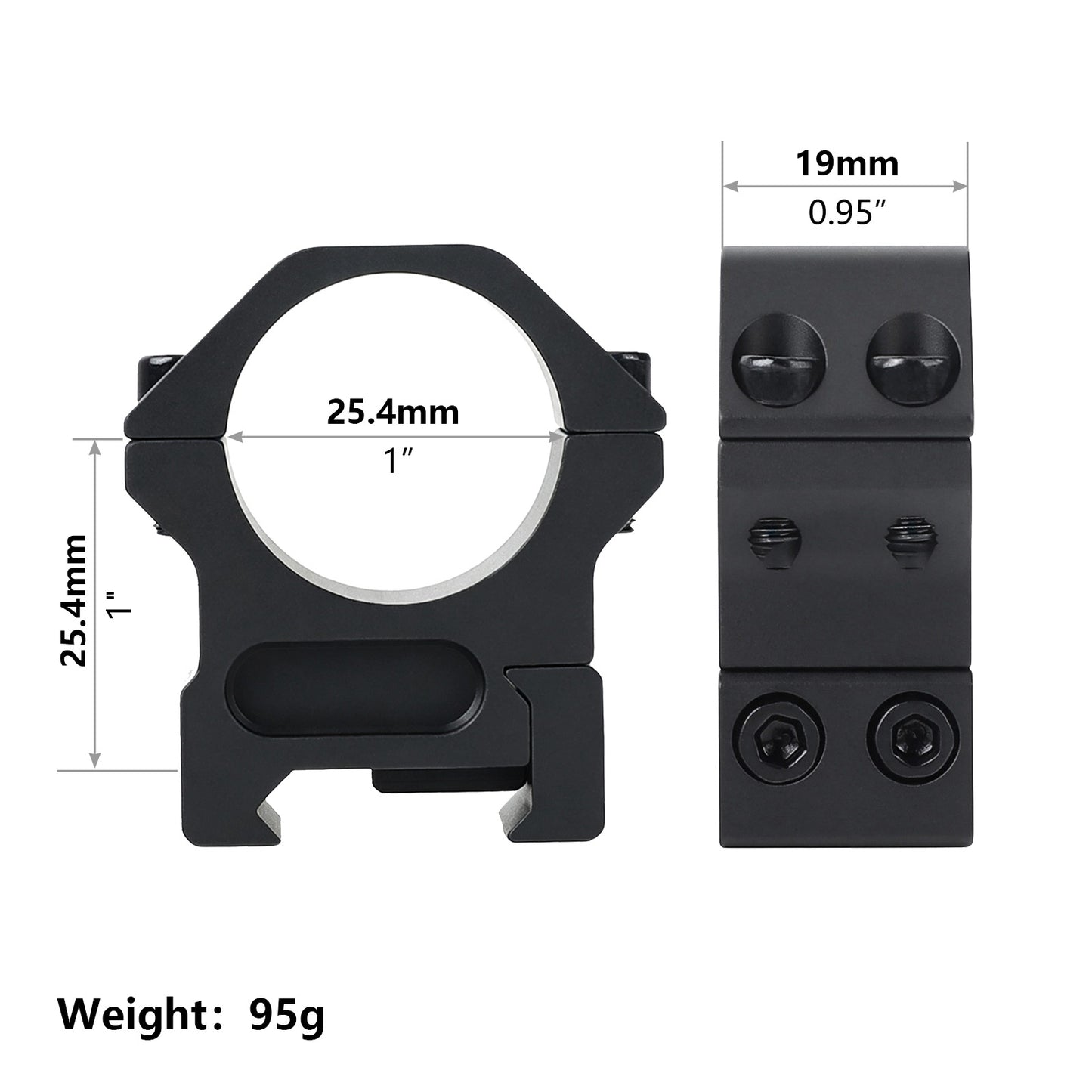 1 Inch Scope Rings - Medium Profile 1"