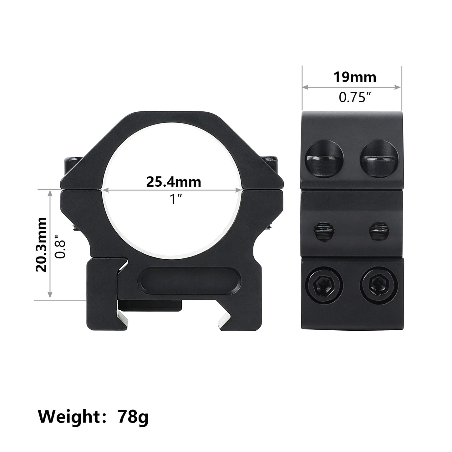 1 Inch Scope Rings - Low Medium Profile