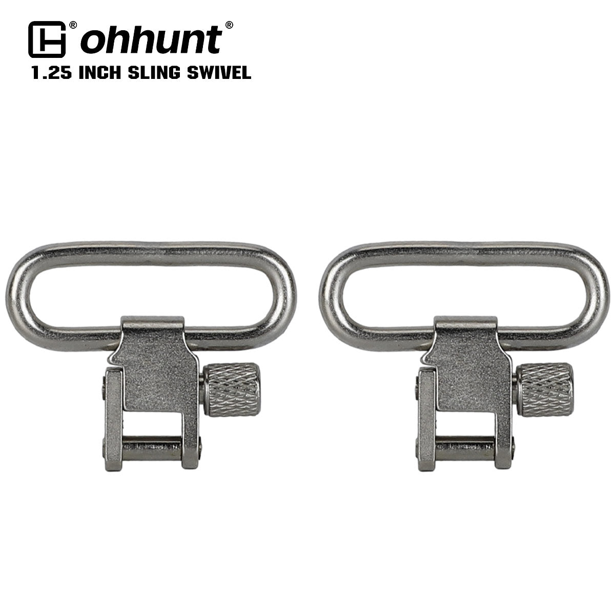 ohhunt® Silver 1-1/4" Heavy Duty Sling Swivel - 2 Pack