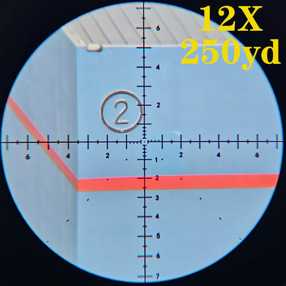 ohhunt® LR FFP 1.5-12X28 IRスコープ、ガラスエッチングレチクル、赤色照明、タレットロックリセット