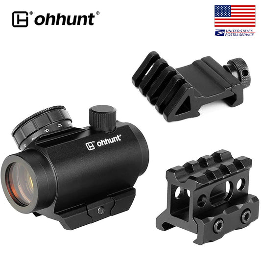 Ohhunt 1X25 2 MOA Micro Red Dot Reflex Sight 11 StageDigital Brightness Control Với 1" Riser Mount &amp; 45 độ offset mount