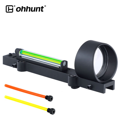 1x32 Ventilated Rib Shotgun Sight Collimator Fiber Optic Circle Dot Sight with Replaceable Red/Green Fiber Optic